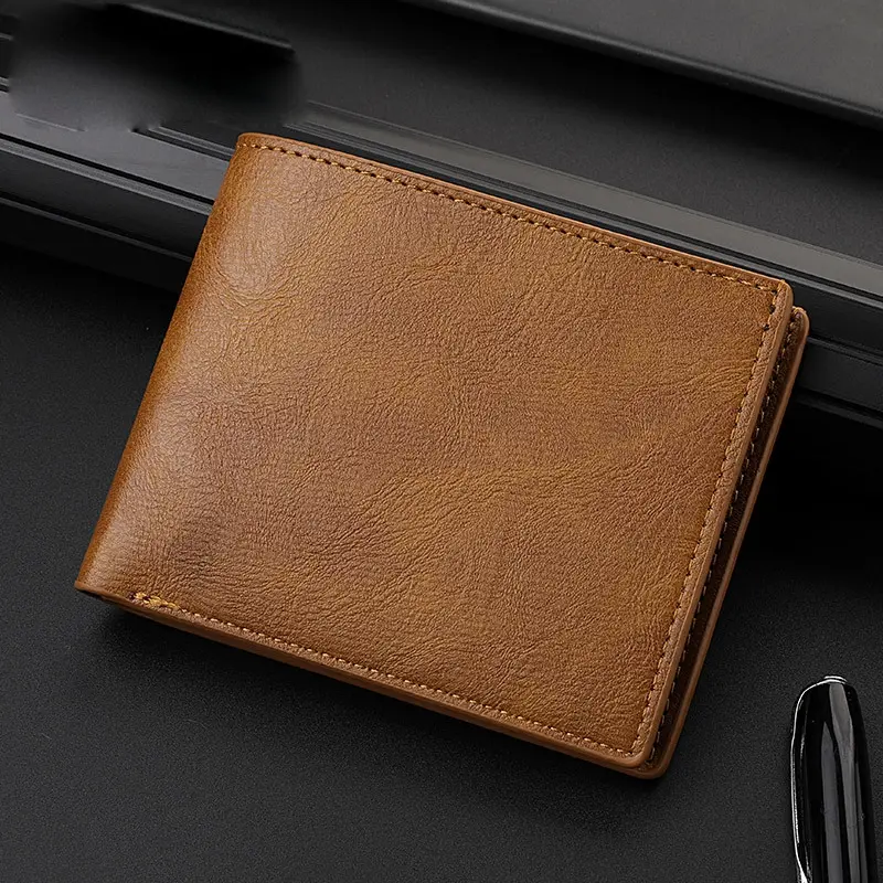 New Short Men Wallets Card Holder Classic Male Wallet yellow  With Coin Pocket No Zipper Fashion Frosted Slim Men's Purses 2023