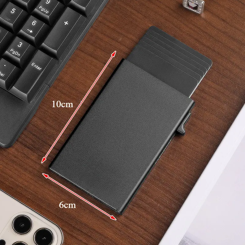 2025 Men's Mini Small Metal Automatic Card Wallet RFID Anti-theft Bank ID Credit Card Holder Clip Bank Card Ultra-thin Purse