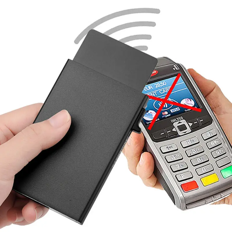 2025 Men's Mini Small Metal Automatic Card Wallet RFID Anti-theft Bank ID Credit Card Holder Clip Bank Card Ultra-thin Purse