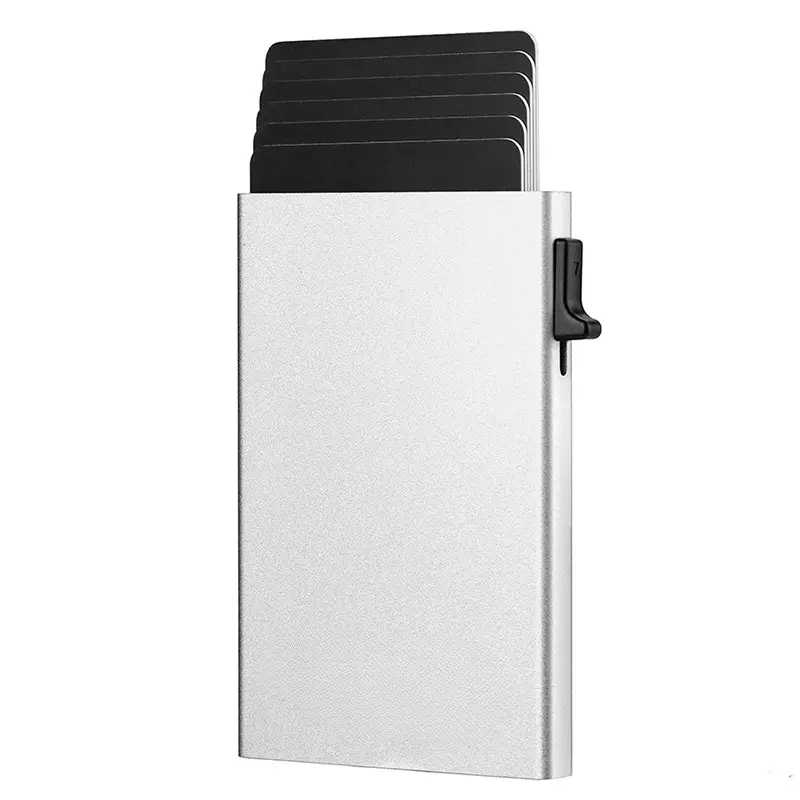 2025 Men's Mini Small Metal Automatic Card Wallet RFID Anti-theft Bank ID Credit Card Holder Clip Bank Card Ultra-thin Purse