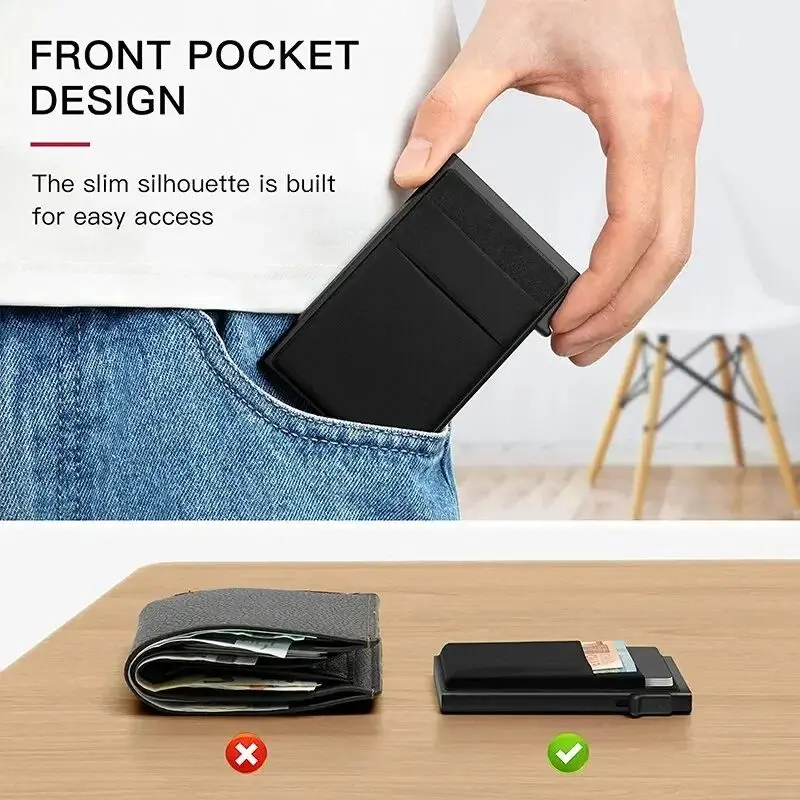 Men Anti Rfid Blocking Protected Magic ID Credit Bank Card Holder Case Wallet Metal Thin Slim Minimalist Small Metal Wallet