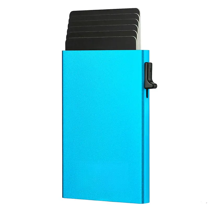 2025 Men's Mini Small Metal Automatic Card Wallet RFID Anti-theft Bank ID Credit Card Holder Clip Bank Card Ultra-thin Purse
