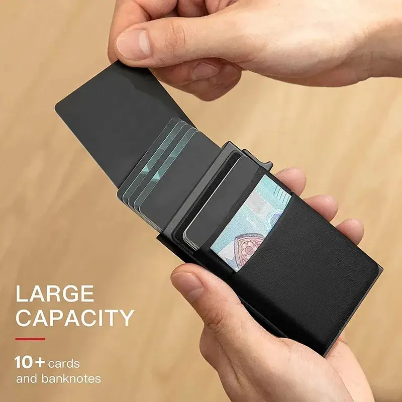 Men Anti Rfid Blocking Protected Magic ID Credit Bank Card Holder Case Wallet Metal Thin Slim Minimalist Small Metal Wallet