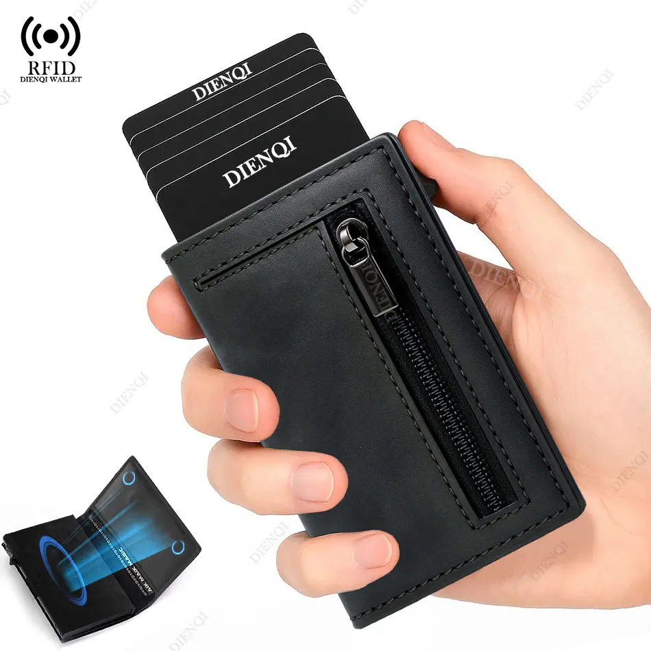 Luxury RFID Blocking Card Holder Men Wallets Money Bag Metal Credit Cardholder Aluminium Slim Thin Smart Minimalistic Wallets