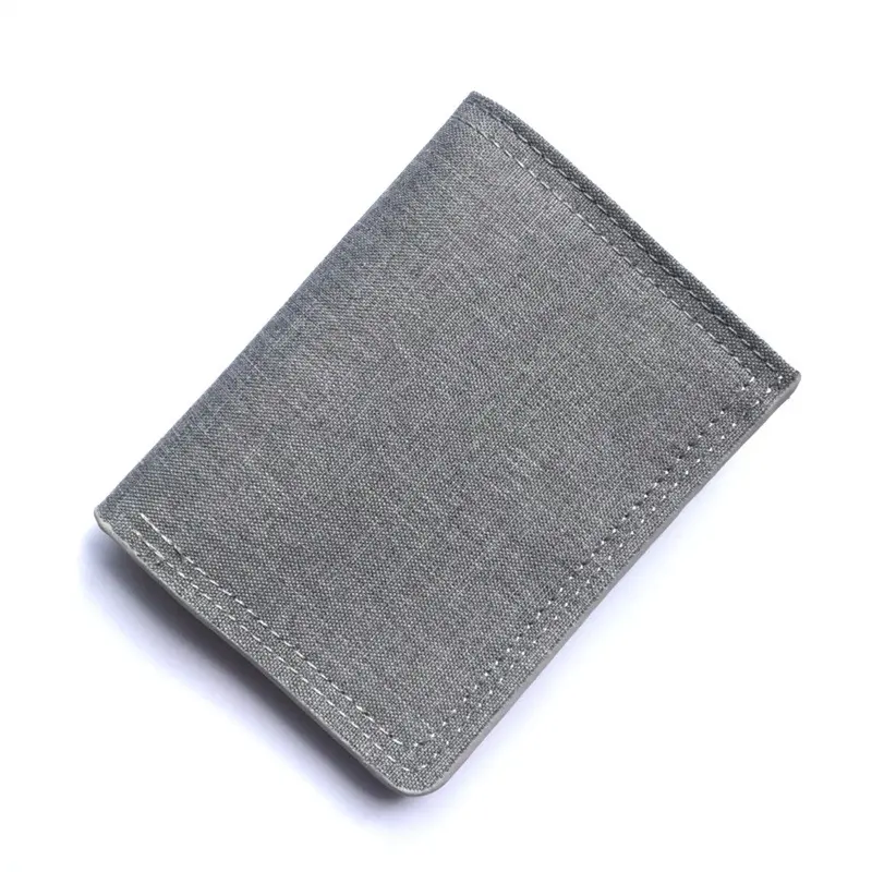 Canvas Men's Money Clip Short Trifold Wallet With Zip Coin Purse Fashion Student Casual Money Clip Card Bag
