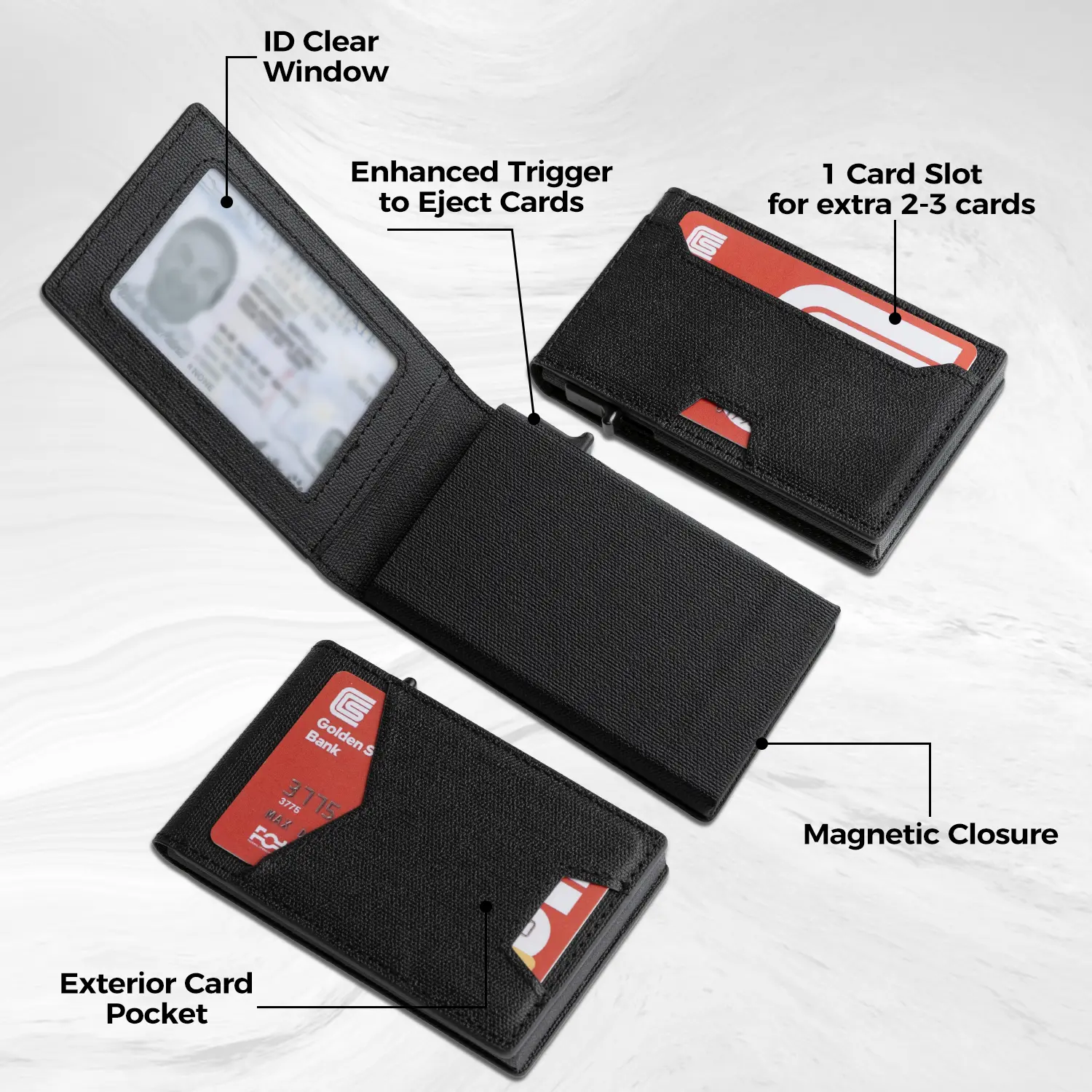 IWANTTI Minimalist Slim Cardholder for Men, Premium Fabric Wallet with Card Ejector, RFID Blocking Front Pocket Stylish Design