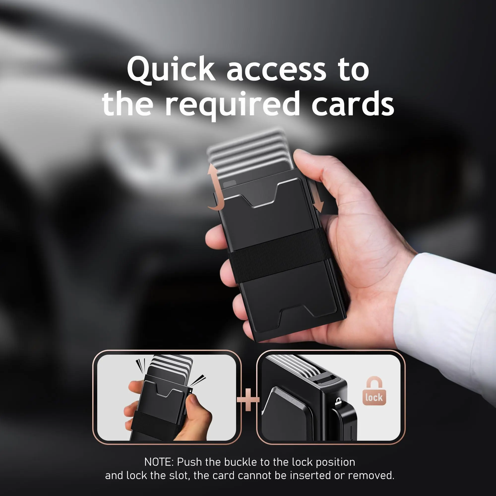 Slim Card Holder Wallet for Men, RFID Blocking Minimalist Mens Wallet, Metal Pop Up Wallet with Cash Band