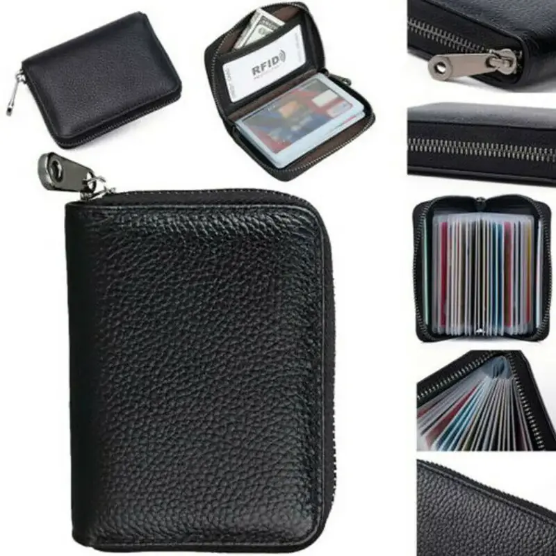 Business Card Holder Wallet Men Bank Card/ID Card/Credit Card Holder 22 Bits Card Wallet RFID Blocking Protects Case Coin Purse