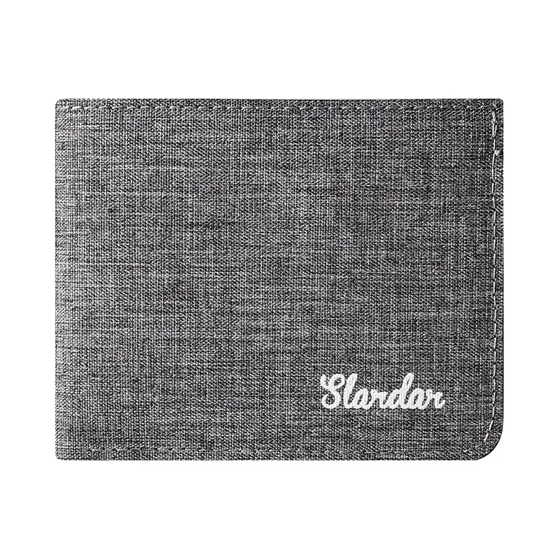 Men's short canvas wallet wallet, student ultra-thin trendy minimalist wallet, simple and can hold driver's license