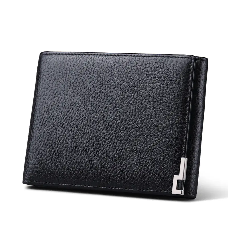 WILLIAMPOLO Men Trifold Wallet 12 Card Slots Business ID Card Holders Men's Genuine Leather Purse Zipper Coin purse wallet men