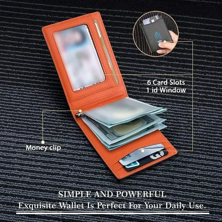 DIENQI-Rfid Credit Card Holder Men Wallets Money Clip Luxury Slim Thin Mini Wallet Male Small Short Purse Minimalist Billfold