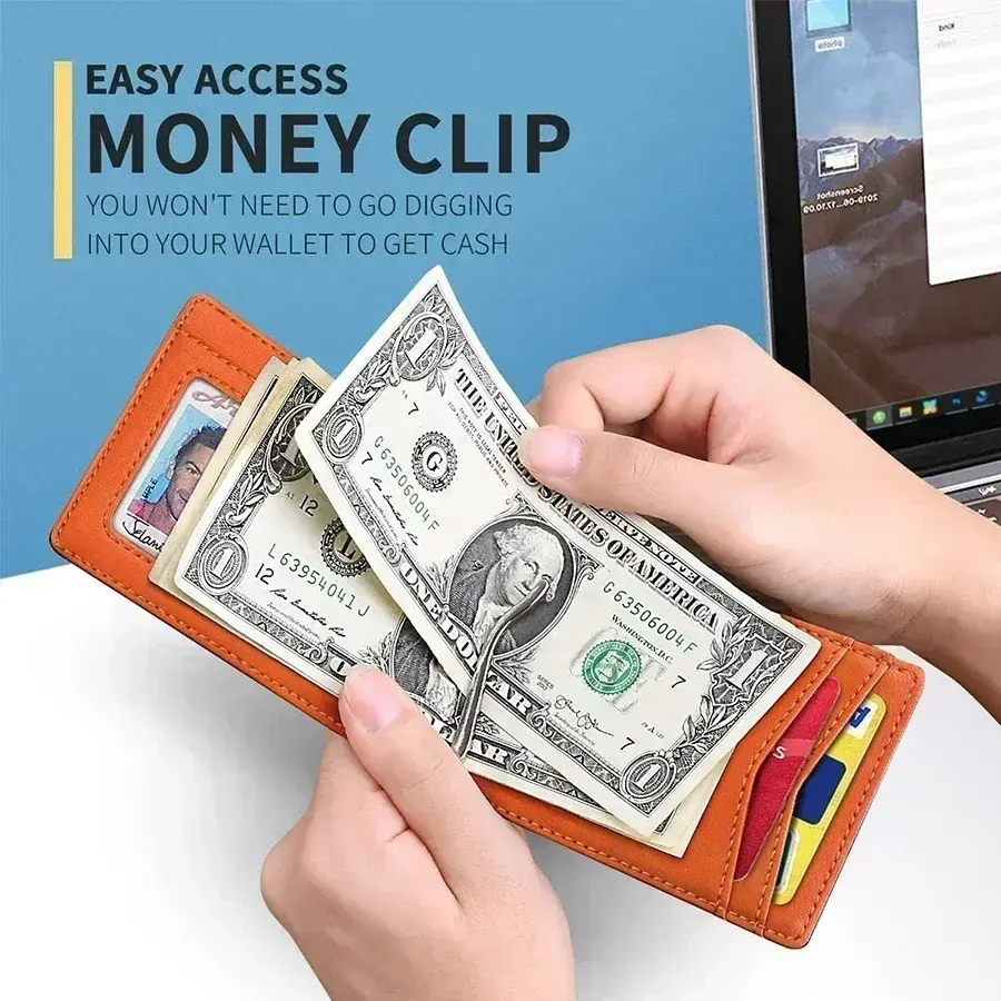 DIENQI-Rfid Credit Card Holder Men Wallets Money Clip Luxury Slim Thin Mini Wallet Male Small Short Purse Minimalist Billfold