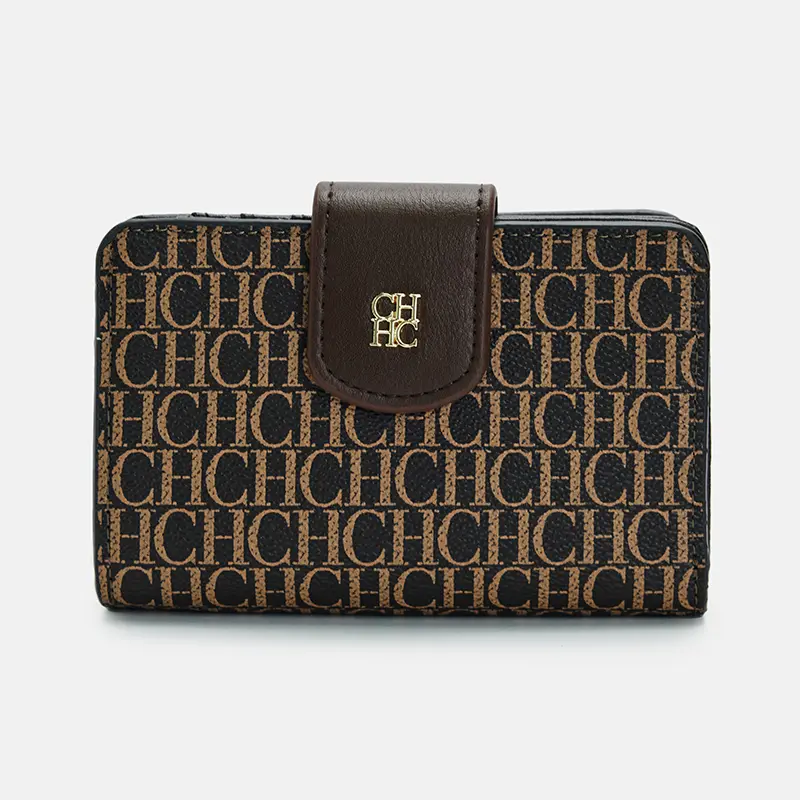 CH Pure Colour Letter Printed Style Women's Card Wallet Premium Simple Design Women's Wallet Fashion Women's Short Wallet
