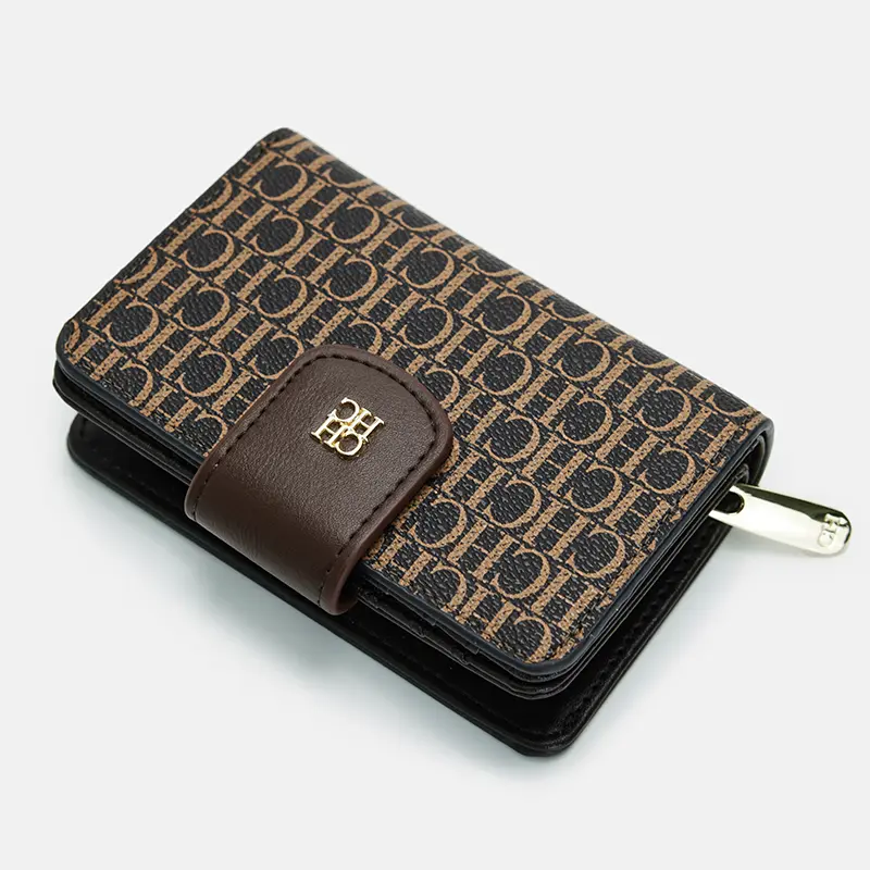 CH Pure Colour Letter Printed Style Women's Card Wallet Premium Simple Design Women's Wallet Fashion Women's Short Wallet