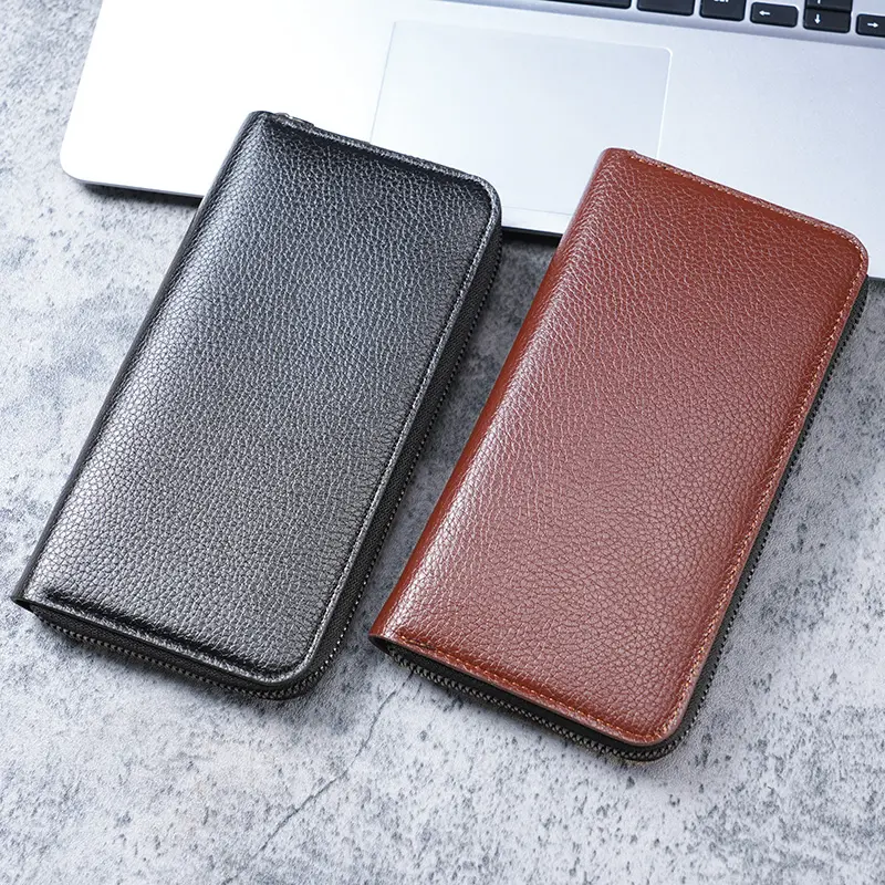 Long men's zipper wallet large wallet clutch bag mobile phone bag leisure business card wallet.