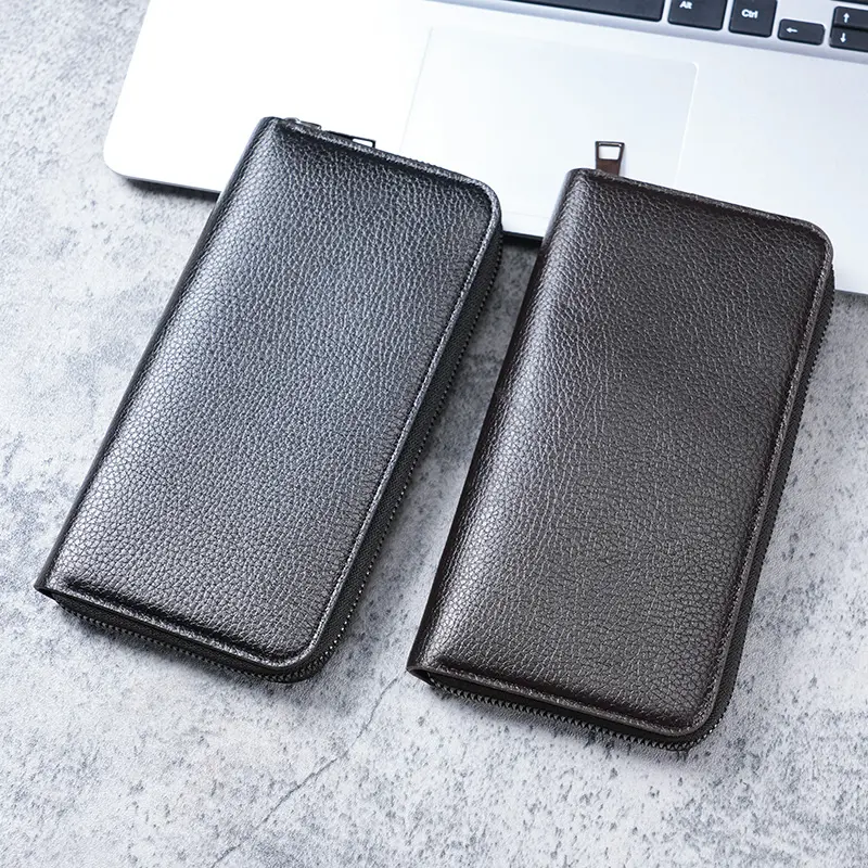 Long men's zipper wallet large wallet clutch bag mobile phone bag leisure business card wallet.