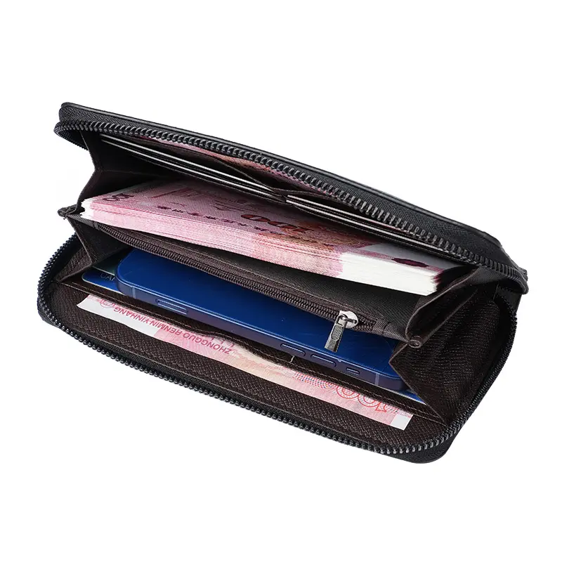Long men's zipper wallet large wallet clutch bag mobile phone bag leisure business card wallet.