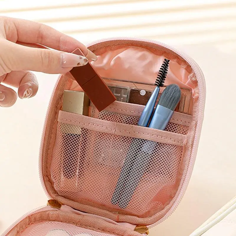 Travel Mini Makeup Organizer Bag Small Cute Makeup Bag Cosmetic Zipper Toiletry Storage Clutch Pouch for Women