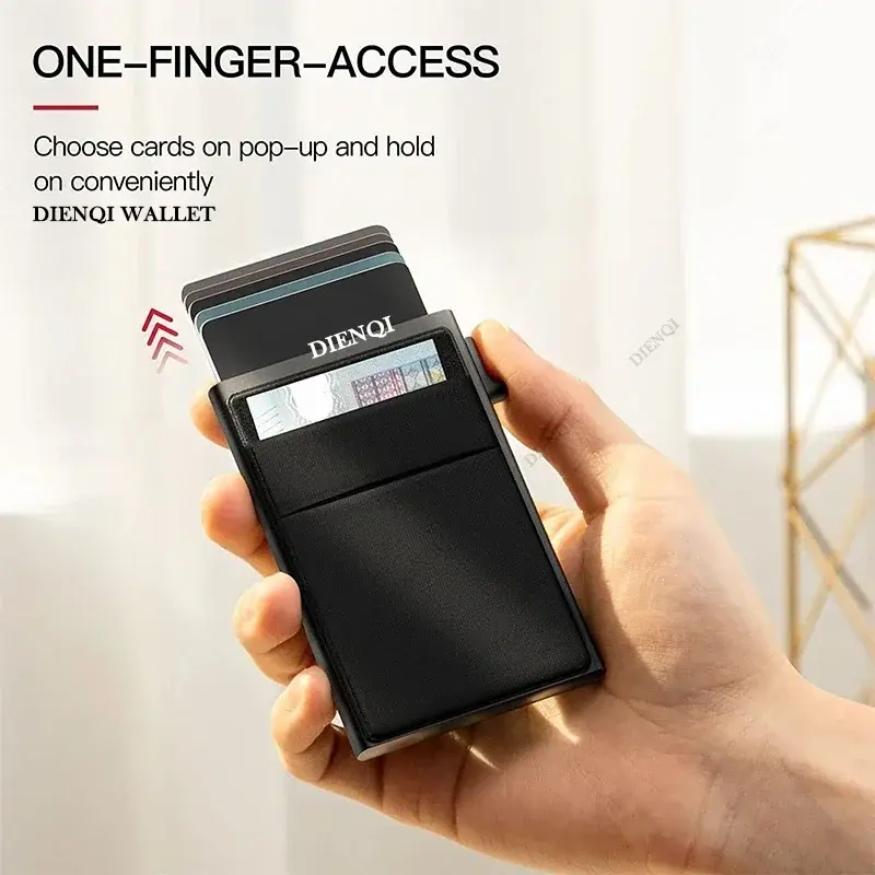 Rfid Automatic Pop Up Credit Card Holder Mini Minimalist Slim Wallets Metal Cardholer Aluminium Case Wallet Men Carteras Choice
