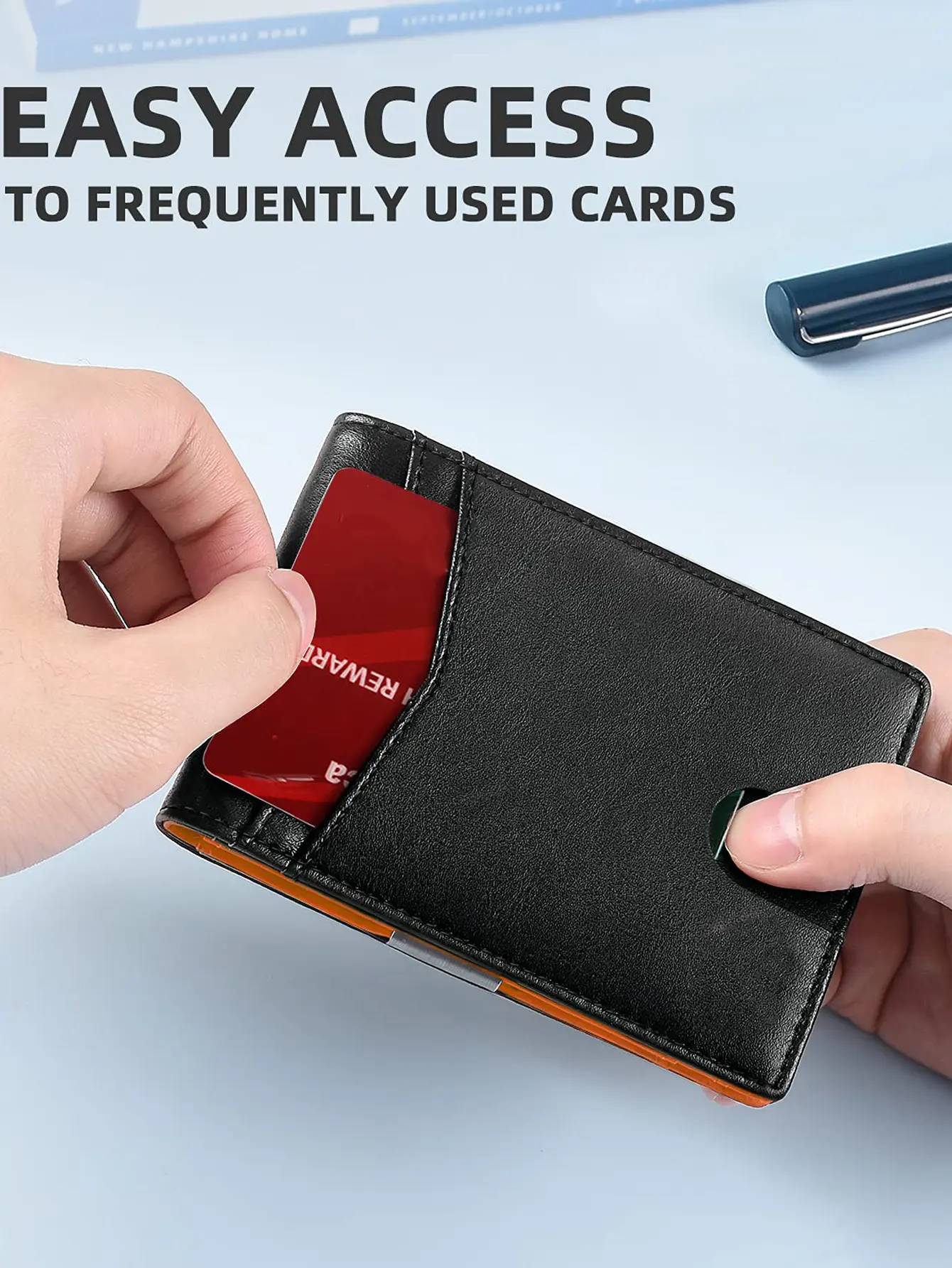 Minimalist RFID Blocking Wallet ultrathin double foldcredit card clip men and women Muti-Functional portable Mini Wallet