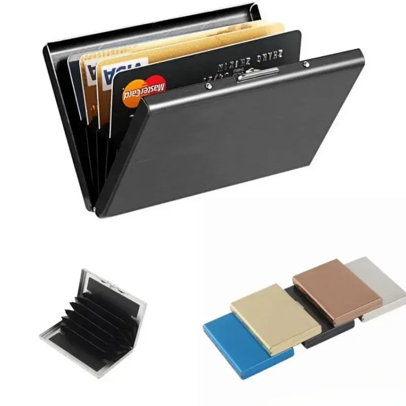 1pc Card Holder Men RFID Blocking Aluminum Metal Slim Wallet Money Bag Anti-scan Credit Card Holder Thin Case Small Male Wallet