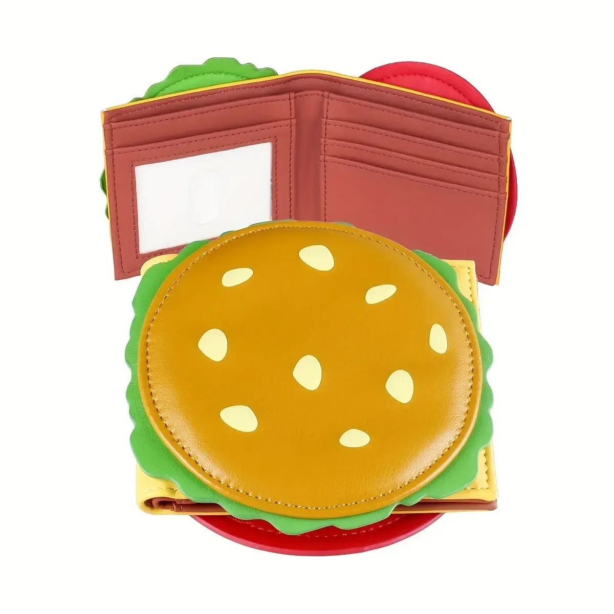 Burger Shaped Cute Women's Wallet, Designer Men's ID Card Holder Ladies Wallet Coin Purse Purses for Women Cute Wallet