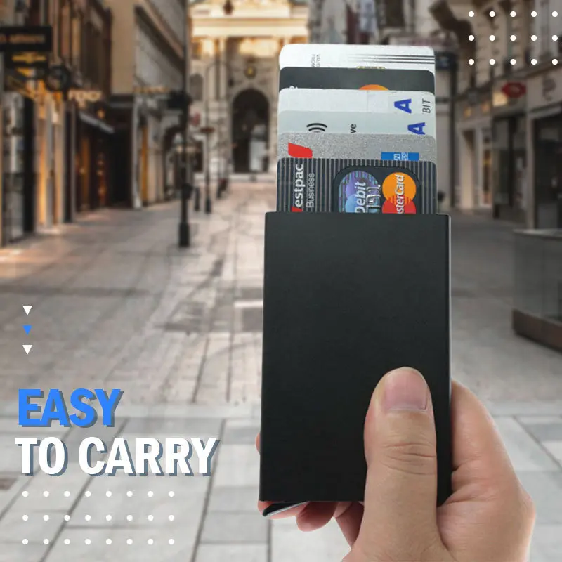 Rfid Smart Wallet Card Holder Metal Thin Slim Men Women Wallets Pop Up Minimalist Wallet Small Black Purse Vallet Walets for Men