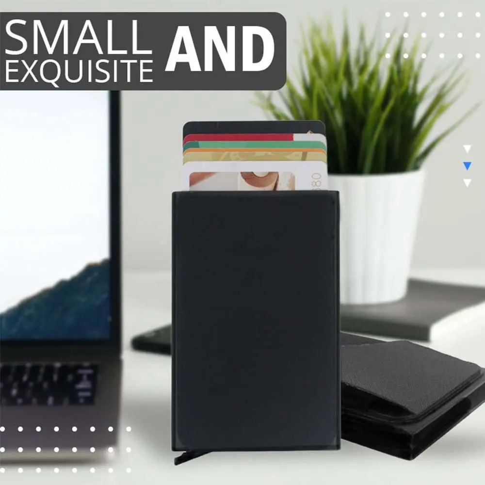 Rfid Smart Wallet Card Holder Metal Thin Slim Men Women Wallets Pop Up Minimalist Wallet Small Black Purse Vallet Walets for Men