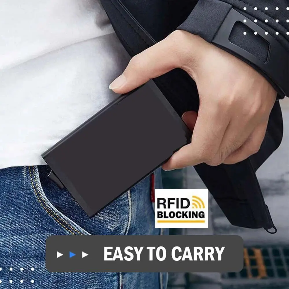 Rfid Smart Wallet Card Holder Metal Thin Slim Men Women Wallets Pop Up Minimalist Wallet Small Black Purse Vallet Walets for Men