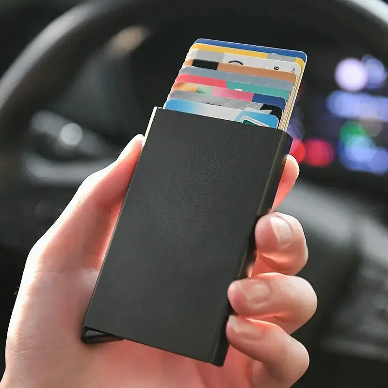 Rfid Smart Wallet Card Holder Metal Thin Slim Men Women Wallets Pop Up Minimalist Wallet Small Black Purse Vallet Walets for Men