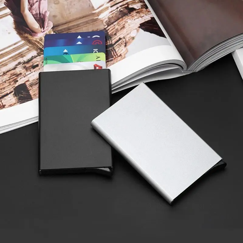 Rfid Smart Wallet Card Holder Metal Thin Slim Men Women Wallets Pop Up Minimalist Wallet Small Black Purse Vallet Walets for Men
