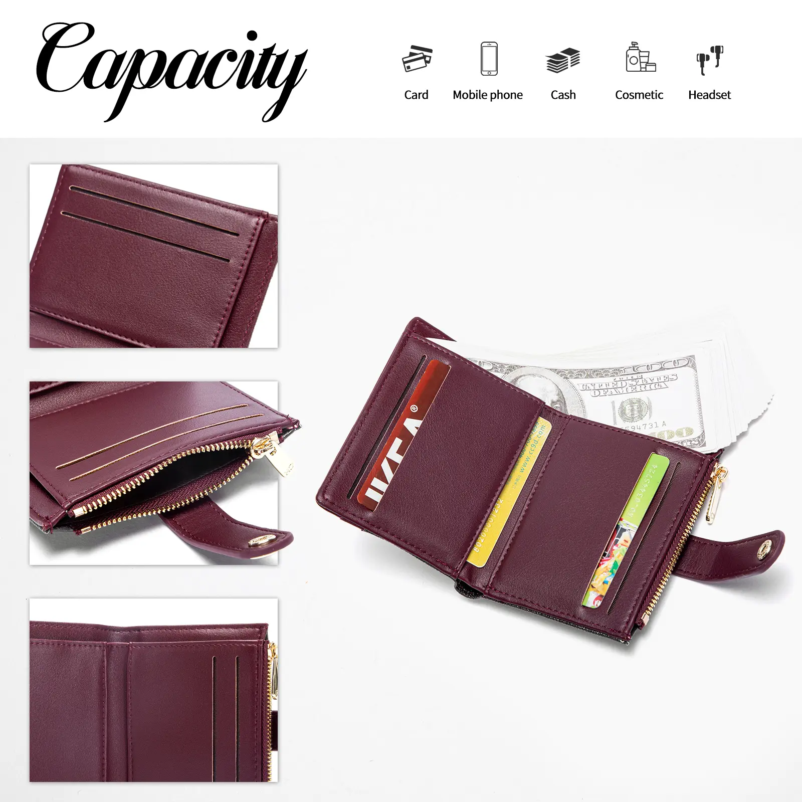 Multi-color Classic Retro Fashion Unisex Wallet Simple Alphabet Printing Portable Coin Purse Card Case
