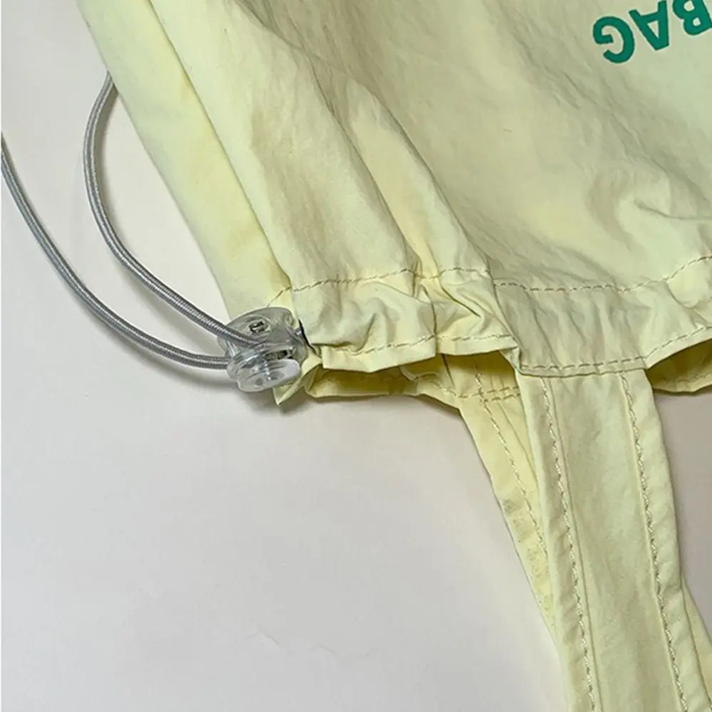 Fashion Solid Color Drawstring Bags Light Weight Large Capacity Letter Shoulder Bag Nylon Shopping Tote Bags Handbag