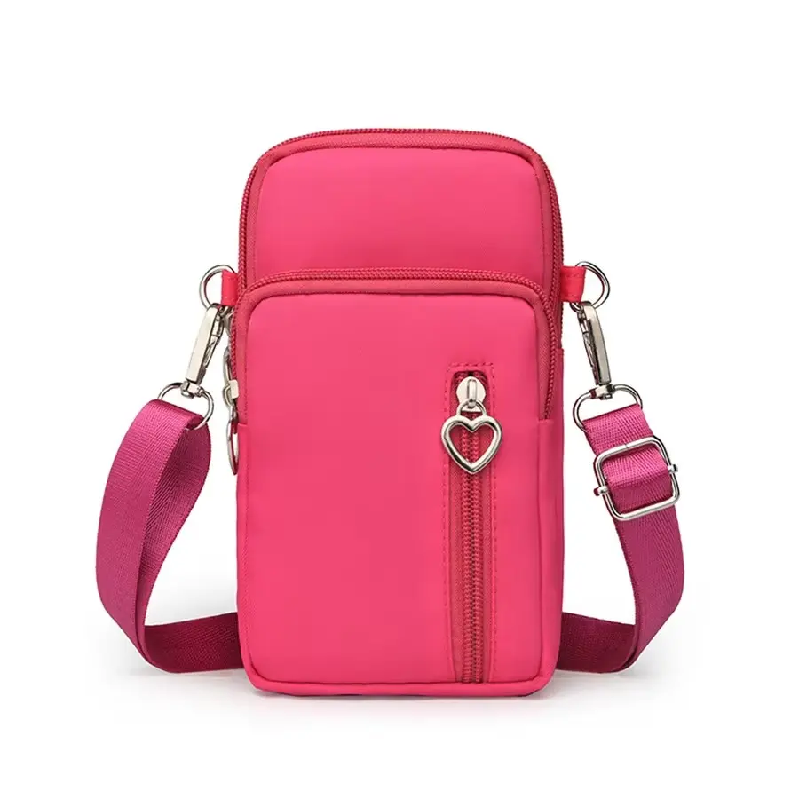 New four-layer zipper large capacity simple shoulder bag wallet made of nylon material sports mobile phone storage bag