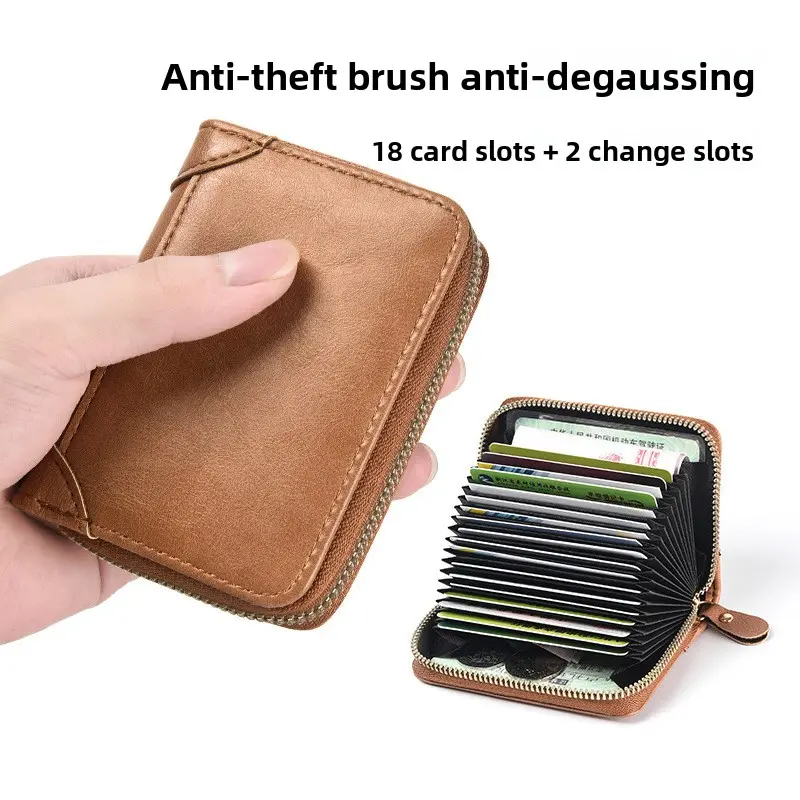 Women's Retro Large Capacity Card Holder Anti Magnetic Accordion Card Wallet