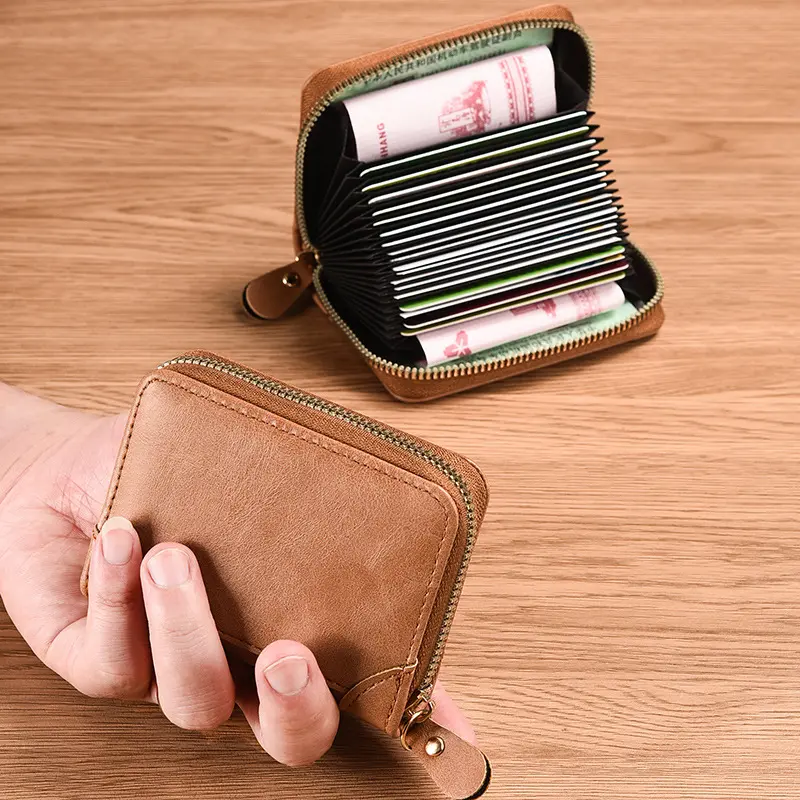Women's Retro Large Capacity Card Holder Anti Magnetic Accordion Card Wallet