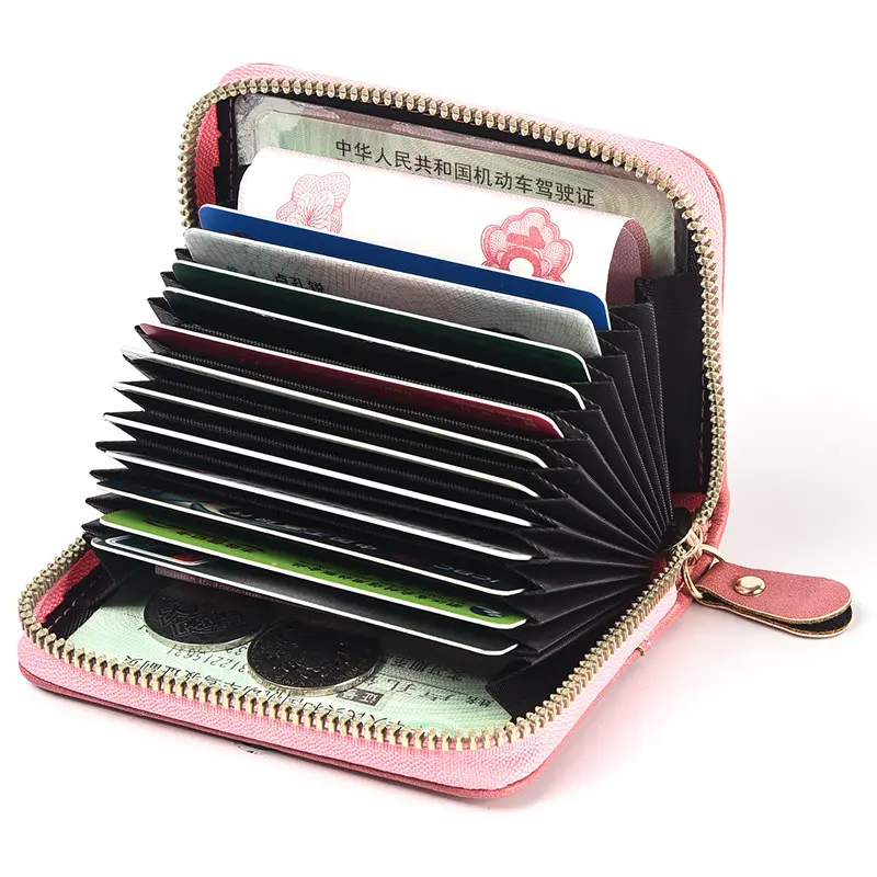 Women's Retro Large Capacity Card Holder Anti Magnetic Accordion Card Wallet
