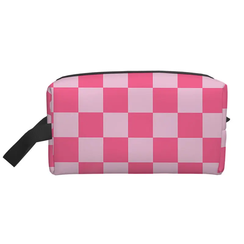 Large Capacity Check Pattern Makeup Bag Cartoon Handheld Layers Cosmetic Storage Bag Waterproof Travel Toiletry