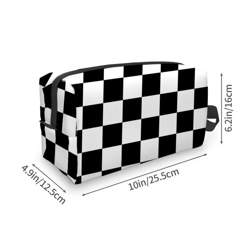Large Capacity Check Pattern Makeup Bag Cartoon Handheld Layers Cosmetic Storage Bag Waterproof Travel Toiletry