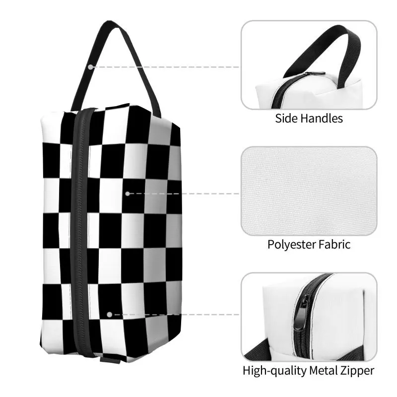 Large Capacity Check Pattern Makeup Bag Cartoon Handheld Layers Cosmetic Storage Bag Waterproof Travel Toiletry