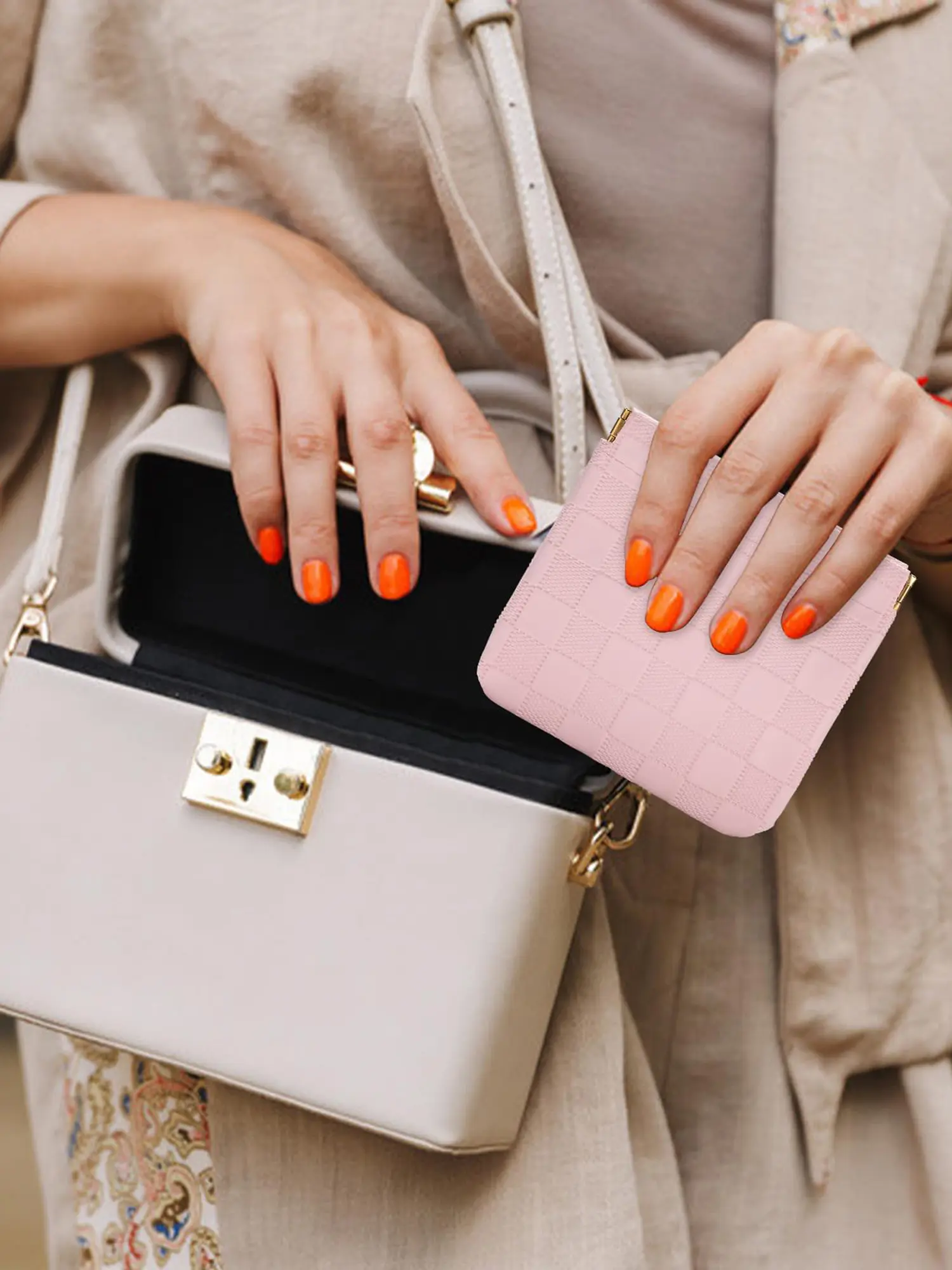 FashionPULeather Storage Bag Automatic Closure Waterproof Wallet Portable Earphone Charging Cable Cosmetics Lipstick Jewelry Bag