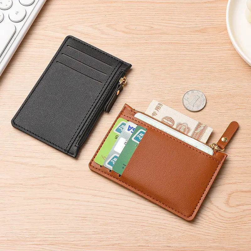 Ultra thin female compact multi slot card holder, driver's license bag, minimalist mini wallet, one-piece card holder