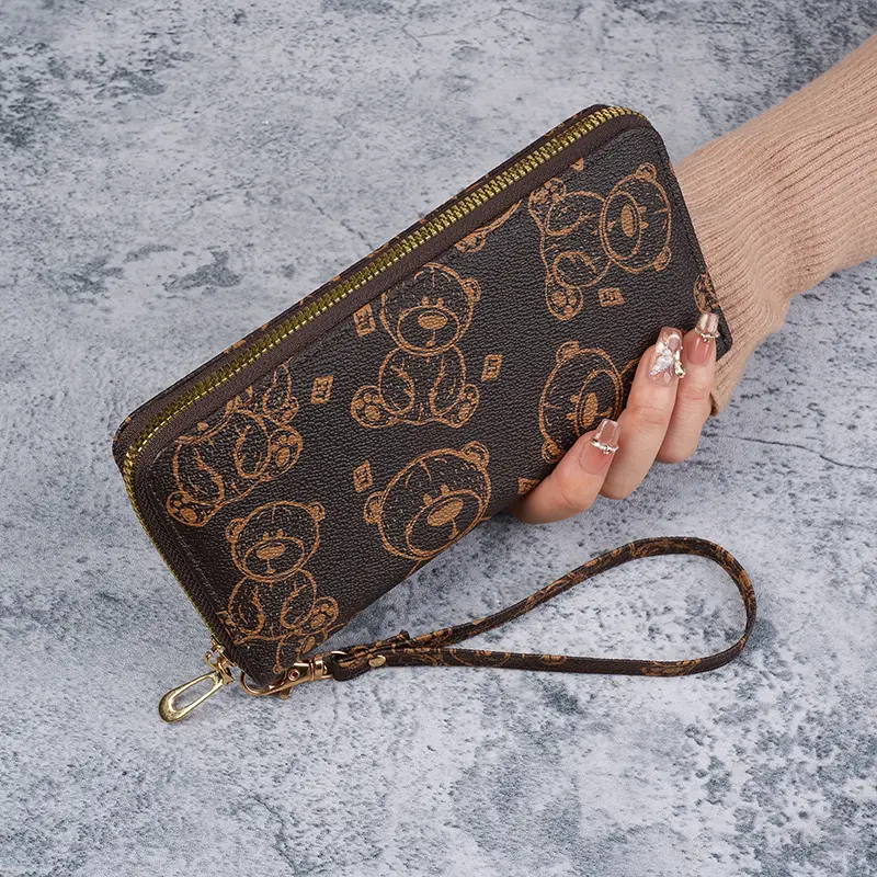 2025 New Women's Wallet Long Bear Single Zipper Handbag Fashion Card Insertion Bag Multi slot Money Clip Women's Bag