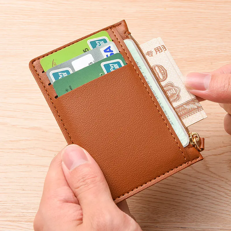 Ultra thin female compact multi slot card holder, driver's license bag, minimalist mini wallet, one-piece card holder