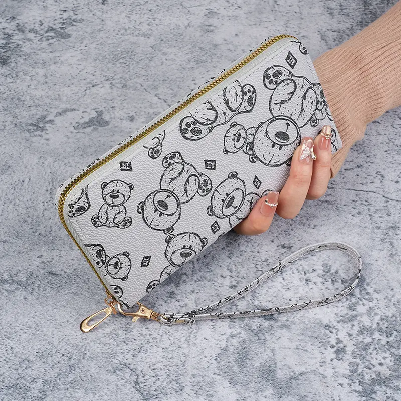 2025 New Women's Wallet Long Bear Single Zipper Handbag Fashion Card Insertion Bag Multi slot Money Clip Women's Bag