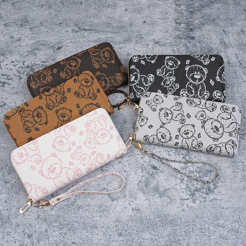 2025 New Women's Wallet Long Bear Single Zipper Handbag Fashion Card Insertion Bag Multi slot Money Clip Women's Bag