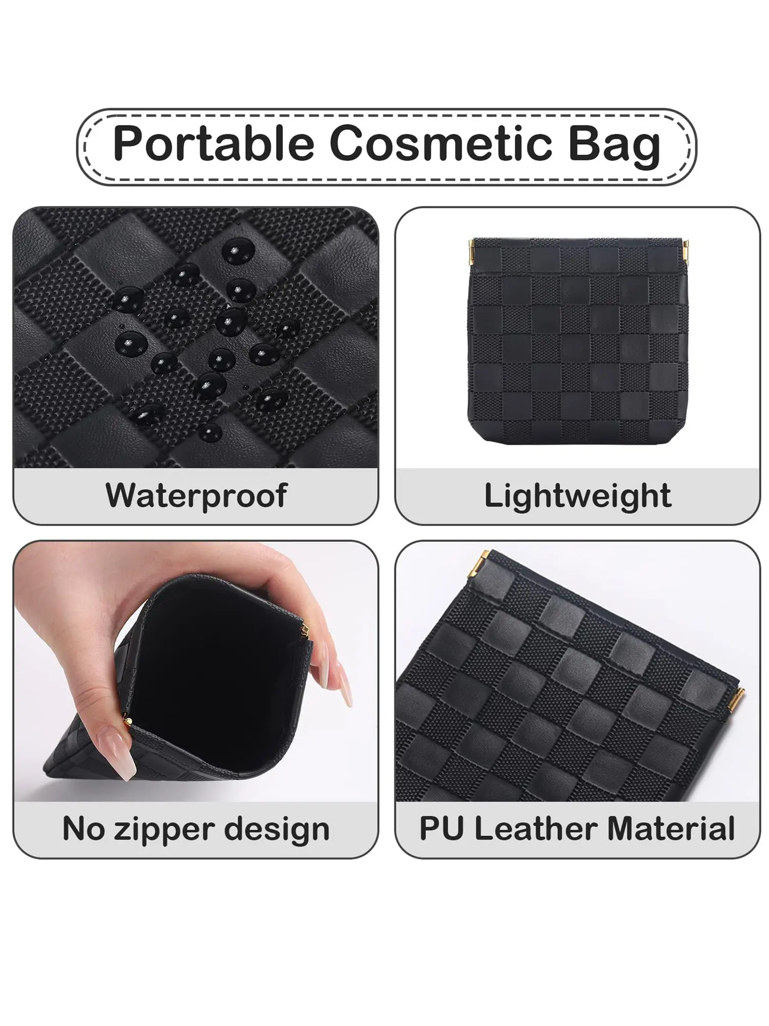 FashionPULeather Storage Bag Automatic Closure Waterproof Wallet Portable Earphone Charging Cable Cosmetics Lipstick Jewelry Bag