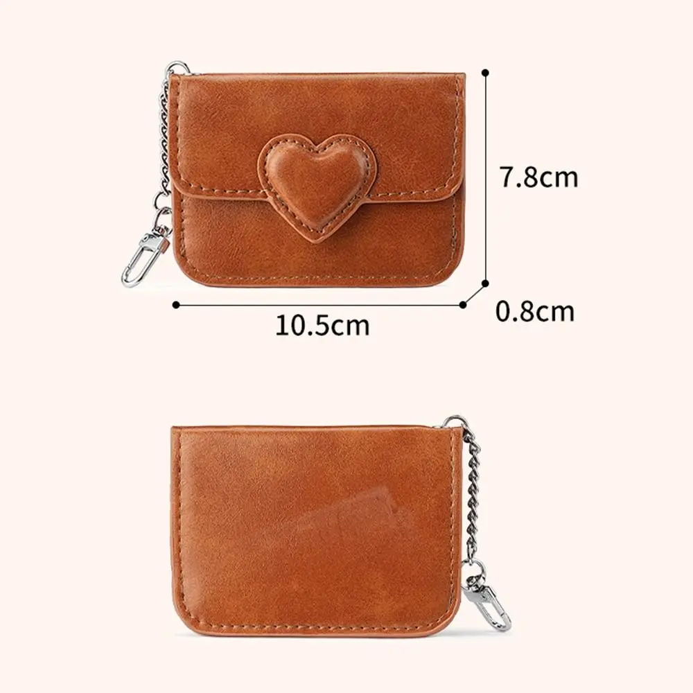 Women Lightweight PULeather Card Holder Cute Heart Shaped Small Wallet Multi-card Anti-magnetic Card Holder Travel Cash Coin Bag