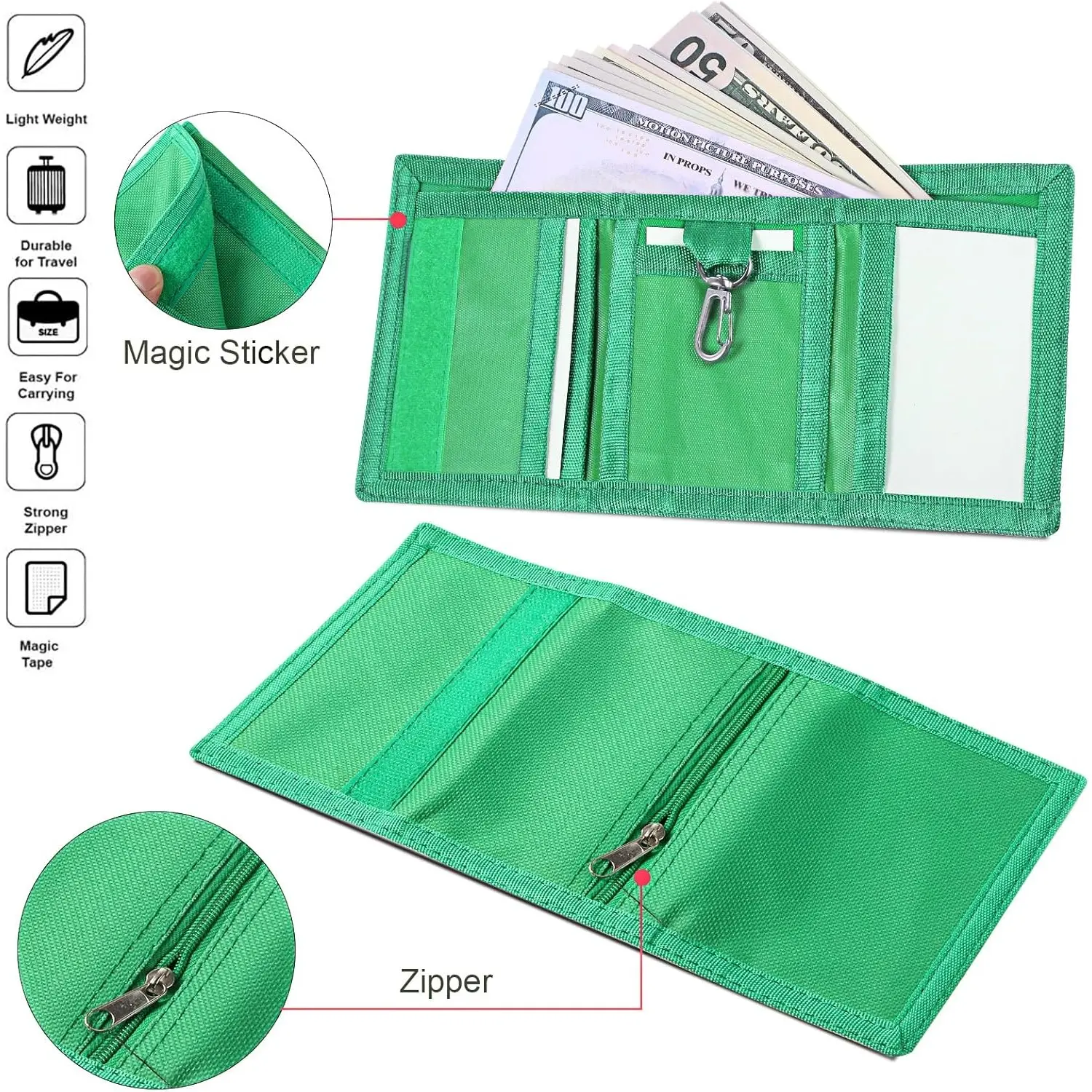 1PC Wallets Slim Wallet Trifold Sports Wallet Outdoor Canvas Wallets With Zipper Travel Coin Purse Cards Holder Gifts
