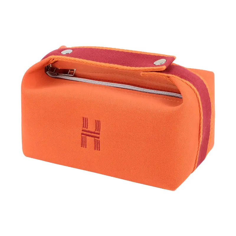 Travel toiletry bag, large capacity canvas hand-held cosmetic bag, portable women's cosmetics storage bag